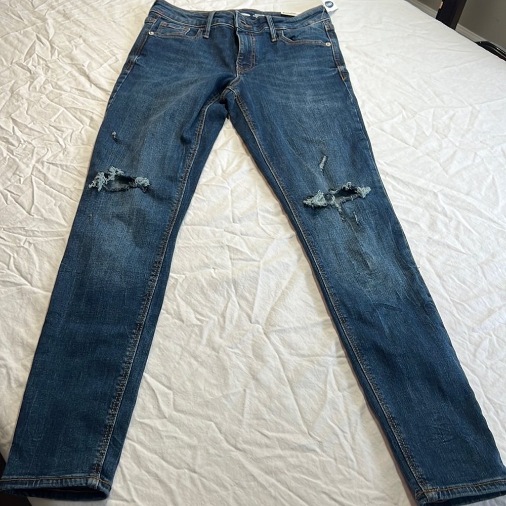 Old navy blue jeans.